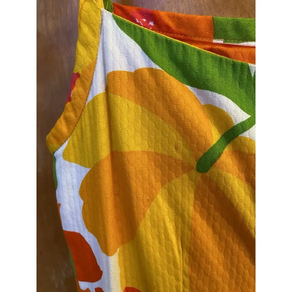 Vtg 60s 70s Malia Honolulu Maxi Dress Psychedelic Floral Sun Neon Hawaiian XS S - Picture 8 of 10